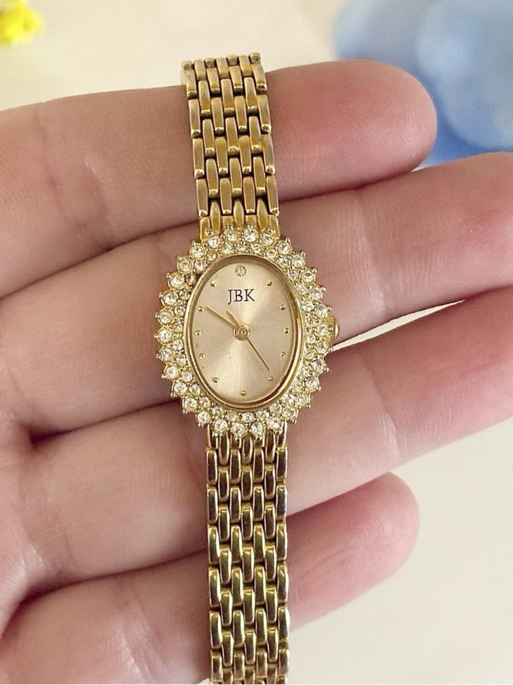 Stunning JBK Camrose Kross Pave Crystal Gold Woven Luxury Panther Bracelet Watch